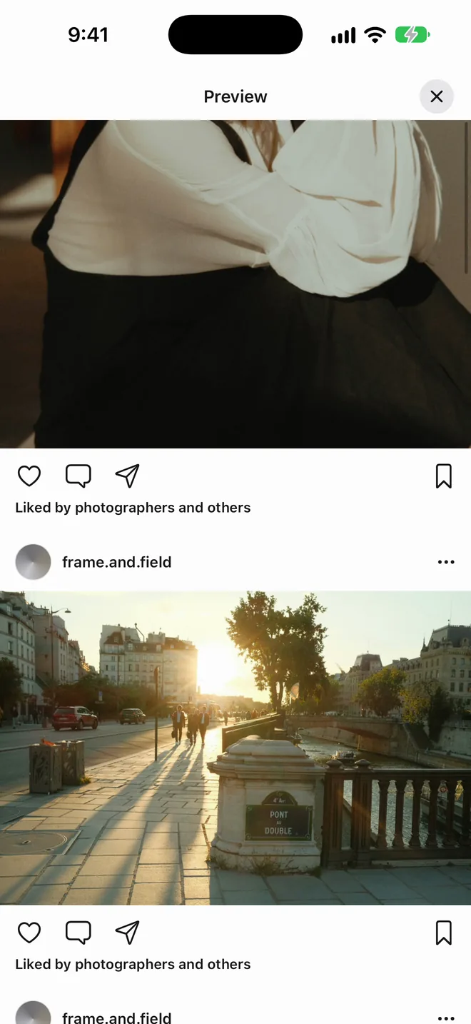 Swatch Preview showing posts at their real shape in an Instagram-style feed